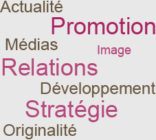 Promotion, développement, médias, image, relations, stratégie, originalité, actualité